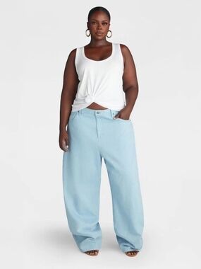 KBB By KAHLANA NWT Barrel Leg Jeans for Women - Light Blue